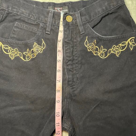 Vtg 80s Guess Georges Marciano Jeans Sz 28 *25x26 Black Denim Tapered Ankle Zip - Picture 9 of 15